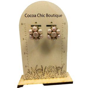 Vintage MCM Signed Hong Kong Pink Cluster Glass Bead Clip On Earrings - Wedding,